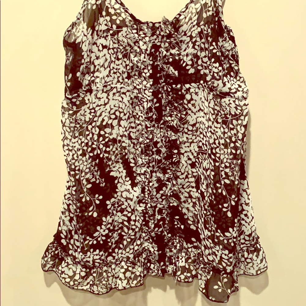 Black and white floral tank